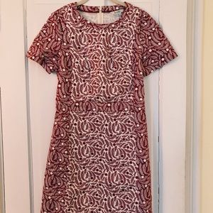 Red and ivory flowered mini dress